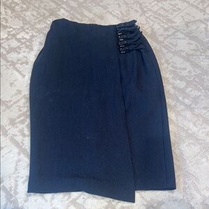 Worthington Dark Blue Pencil Skirt with Buckle Accents